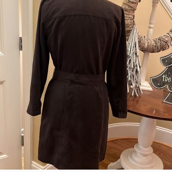 Ann Taylor LOFT Ultra Suede Shirt Dress Brown Sz 0 - Picture 3 of 12